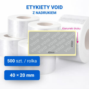 Etykieta VOID z nadrukiem 40x20mm