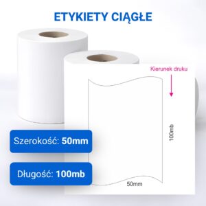 Etykieta ciągła do druku 50mm x100mb