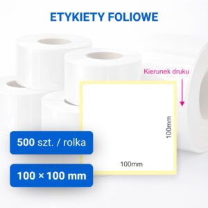 Etykieta foliowa biała matowa 100x100mm
