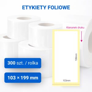 Etykieta foliowa biała matowa 103x199mm z perforacją