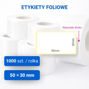 Etykieta foliowa biała matowa 50x30mm