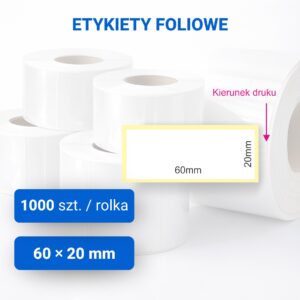Etykieta foliowa biała matowa 60x20mm