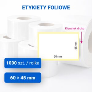 Etykieta foliowa biała matowa 60x45mm