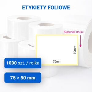 Etykieta foliowa biała matowa 75x50mm