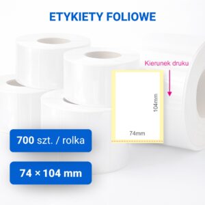 Etykieta foliowa matowa 74x104mm z perforacją