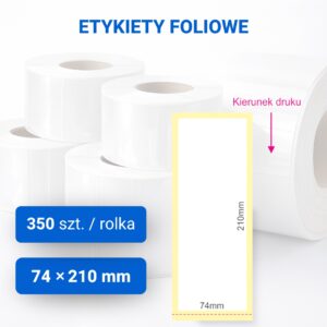Etykieta foliowa matowa 74x210mm z perforacją