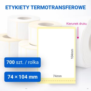 Etykieta papierowa 74x104mm z perforacją