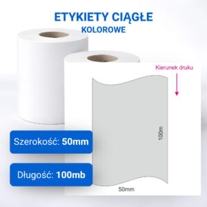 Etykieta ciągła kolorowa do druku 50mm x100mb
