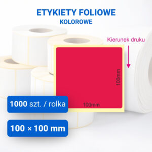 Etykieta foliowa kolorowa 100x100mm z perforacją