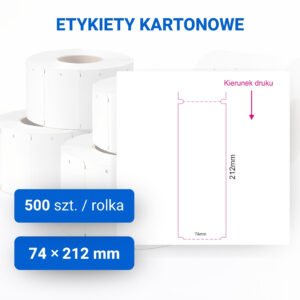 Etykieta kartonowa biała 74x212mm