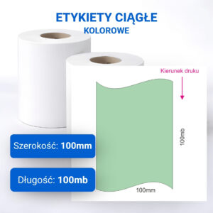 Etykieta ciągła kolorowa do druku 100mm x100mb