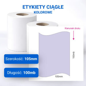 Etykieta ciągła kolorowa do druku 105mm x100mb