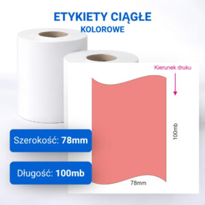 Etykieta ciągła kolorowa do druku 78mm x100mb